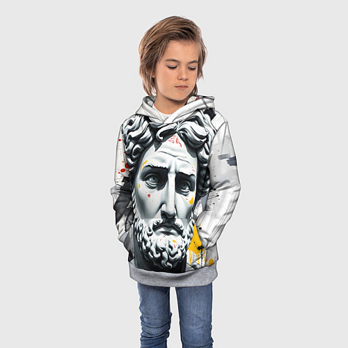 Детская толстовка Античный портрет и краска / 3D-Меланж – фото 3
