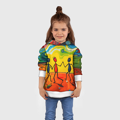 Детская толстовка Дружба человечков / 3D-Белый – фото 4