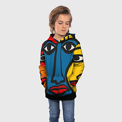 Толстовка-худи детская Арт с лицами, цвет: 3D-черный — фото 2