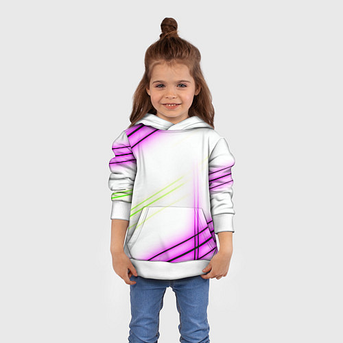 Детская толстовка Green white pink line / 3D-Белый – фото 4