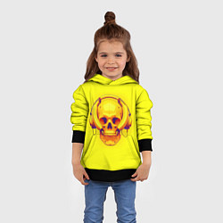 Толстовка-худи детская Yellow bananas skull - cyberpunk, цвет: 3D-черный — фото 2