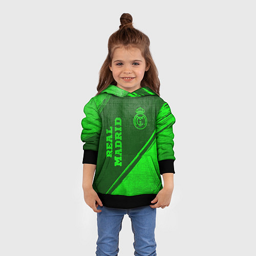 Детская толстовка Real Madrid - green gradient вертикально / 3D-Черный – фото 4