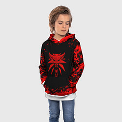 Толстовка-худи детская Ведьмак красные краски, цвет: 3D-белый — фото 2