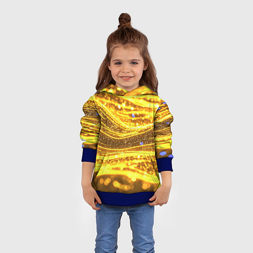 Детская толстовка Золотые блестящие волны / 3D-Синий – фото 4