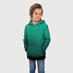 Толстовка-худи детская Градиент текстурный бирюзовый с затемнением, цвет: 3D-черный — фото 2
