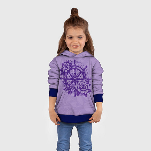 Детская толстовка Штурвал в розах / 3D-Синий – фото 4