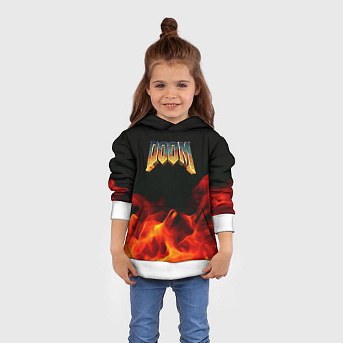 Детская толстовка Doom огненная текстура / 3D-Белый – фото 4
