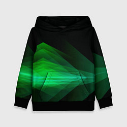 Толстовка-худи детская Неоновая зеленая абстракция на черном фоне, цвет: 3D-черный