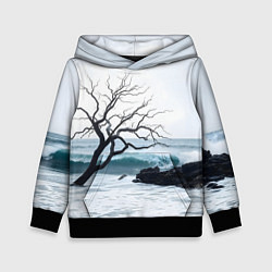 Толстовка-худи детская Дерево в море, цвет: 3D-черный