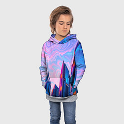 Толстовка-худи детская Абстракция с небоскребами, цвет: 3D-меланж — фото 2