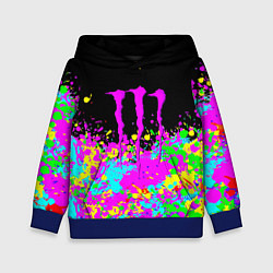 Толстовка-худи детская Monster energy краски неоновые, цвет: 3D-синий