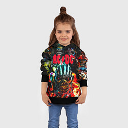 Толстовка-худи детская ACDC рок монстры, цвет: 3D-черный — фото 2