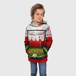 Толстовка-худи детская Мини-футбол, цвет: 3D-красный — фото 2
