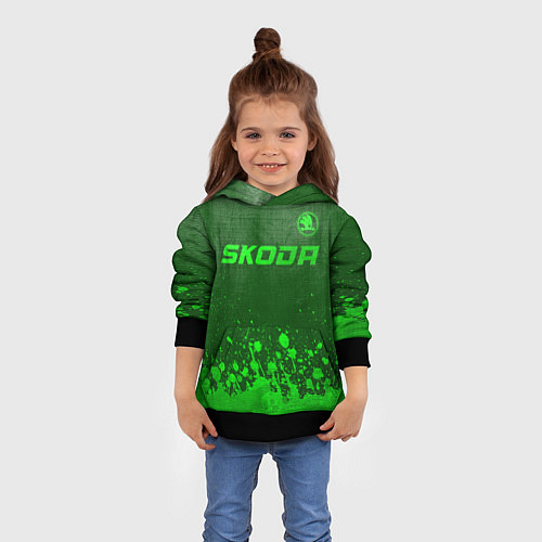 Детская толстовка Skoda - green gradient посередине / 3D-Черный – фото 4