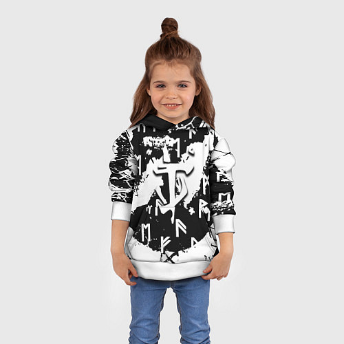 Детская толстовка Doom символы краски / 3D-Белый – фото 4
