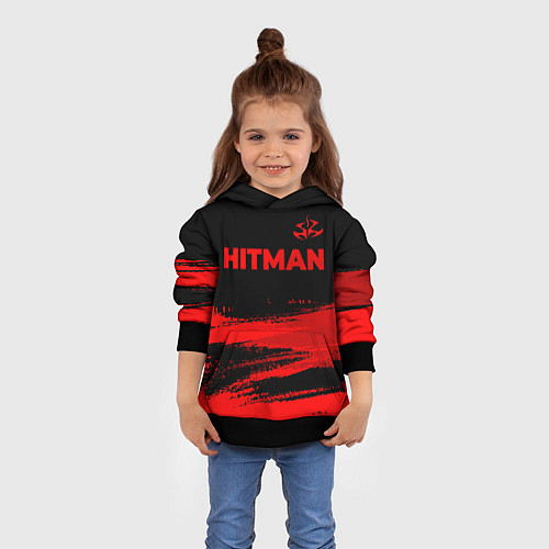 Детская толстовка Hitman - red gradient посередине / 3D-Черный – фото 4