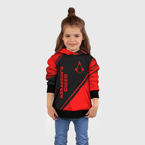 Детская толстовка Assassins Creed - red gradient вертикально / 3D-Черный – фото 4