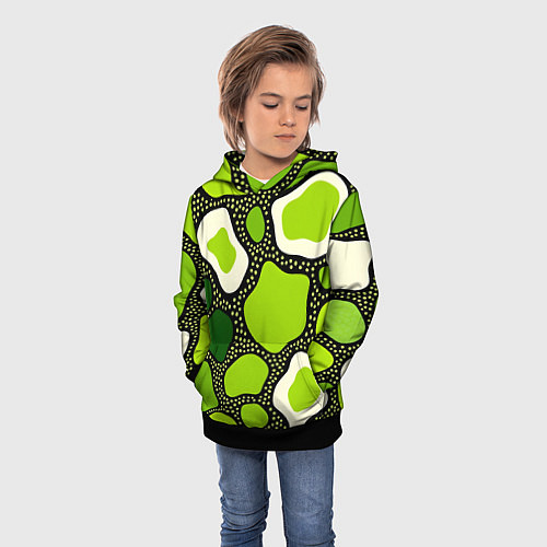 Детская толстовка Зеленая абстракция с кругами / 3D-Черный – фото 3