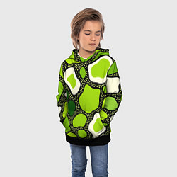 Толстовка-худи детская Зеленая абстракция с кругами, цвет: 3D-черный — фото 2