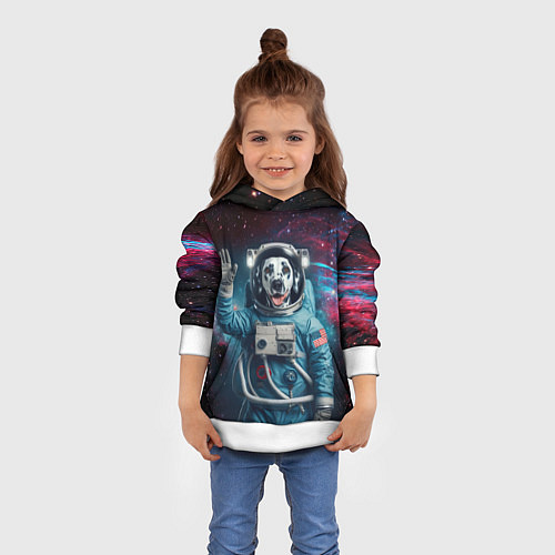 Детская толстовка Далматинец бравый космонавт - нейроарт / 3D-Белый – фото 4