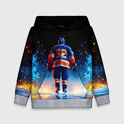 Детская толстовка Хоккеист в синем пламени