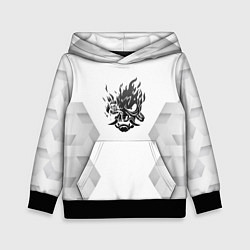 Толстовка-худи детская Cyberpunk 2077 white poly, цвет: 3D-черный