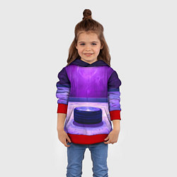 Толстовка-худи детская Шайба в фиолетовом, цвет: 3D-красный — фото 2