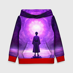 Толстовка-худи детская Айкидоист на фиолетовом, цвет: 3D-красный