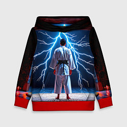 Толстовка-худи детская Айкидоист и молния, цвет: 3D-красный