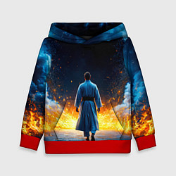 Детская толстовка Айкидоист в огне и синий дым
