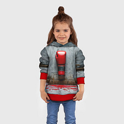 Толстовка-худи детская Кикбоксеркие перчатки на сером, цвет: 3D-красный — фото 2