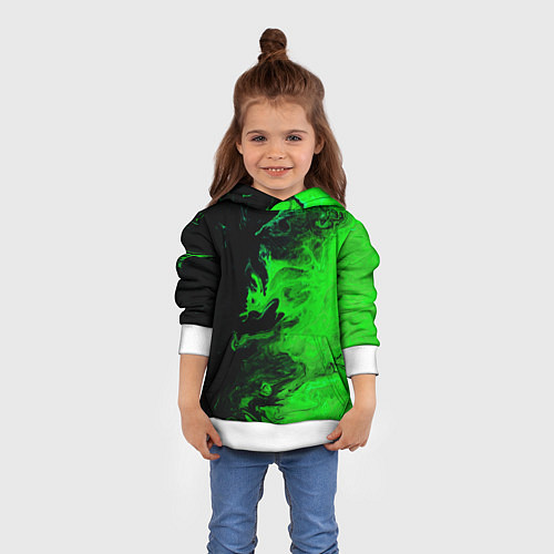 Детская толстовка Color green black / 3D-Белый – фото 4