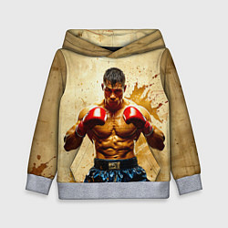 Детская толстовка Муай Тай боец в бежевом