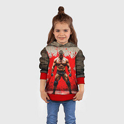 Толстовка-худи детская Реслер на красном, цвет: 3D-красный — фото 2