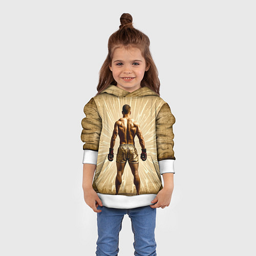 Детская толстовка Боксер на бежевом / 3D-Белый – фото 4