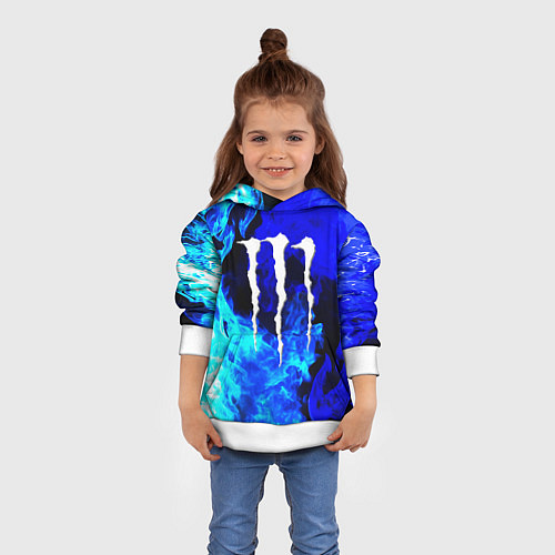 Детская толстовка Monster energy синий дым / 3D-Белый – фото 4