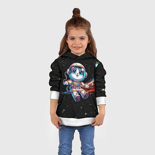 Детская толстовка Котёнок космонавт в открытом космосе / 3D-Белый – фото 4