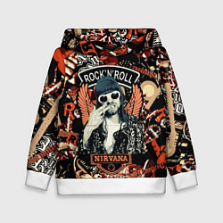 Детская толстовка Nirvana Kurt Cobain на фоне гитар