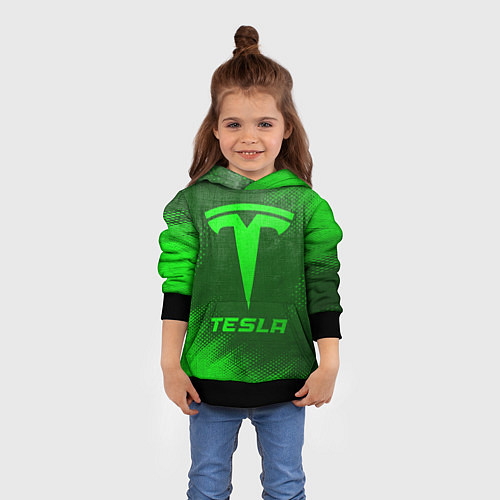 Детская толстовка Tesla - green gradient / 3D-Черный – фото 4