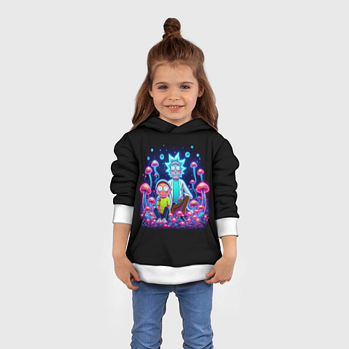 Детская толстовка Неоновые Рик и Морти - нейроарт фантазия / 3D-Белый – фото 4