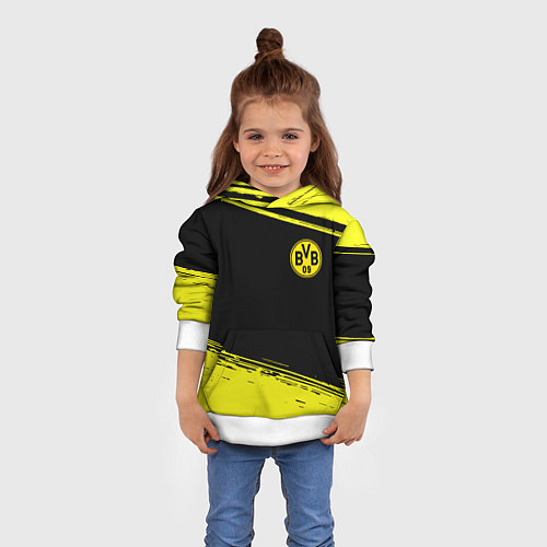 Детская толстовка Borussia жёлтые полосы / 3D-Белый – фото 4