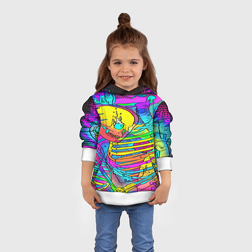 Детская толстовка Черепа неоновые краски / 3D-Белый – фото 4