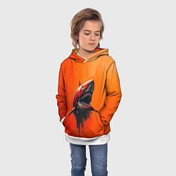 Толстовка-худи детская Кибернетическая акула, цвет: 3D-белый — фото 2