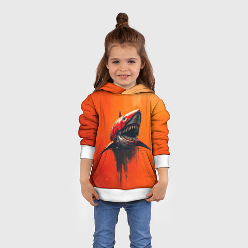 Детская толстовка Кибернетическая акула / 3D-Белый – фото 4