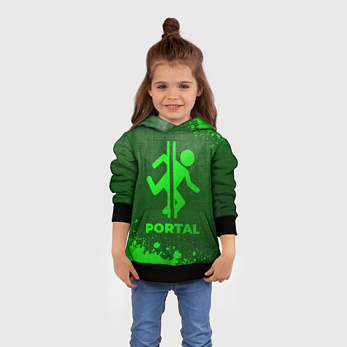 Детская толстовка Portal - green gradient / 3D-Черный – фото 4