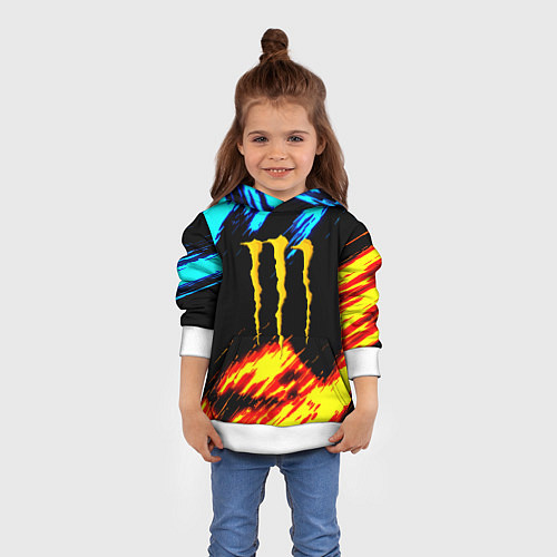 Детская толстовка Monster energy текстура огненная / 3D-Белый – фото 4
