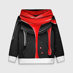 Толстовка-худи детская Красная и черная краска текстура, цвет: 3D-белый
