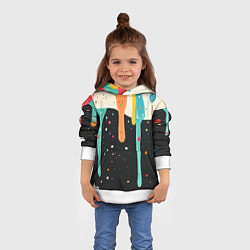 Толстовка-худи детская Разноцветные капли текстура, цвет: 3D-белый — фото 2