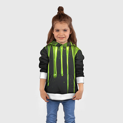 Детская толстовка Слизь зеленая текстура / 3D-Белый – фото 4