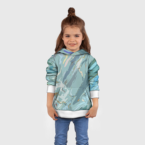 Детская толстовка Холодный голубой абстракция / 3D-Белый – фото 4